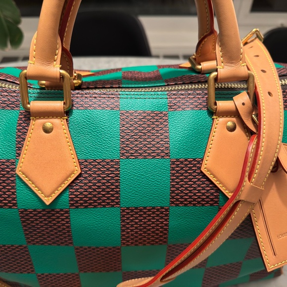 RARE GENUINE Louis Vuitton Speedy Banduoliere 40 N40579 Damier Pop Green - Picture 6 of 11